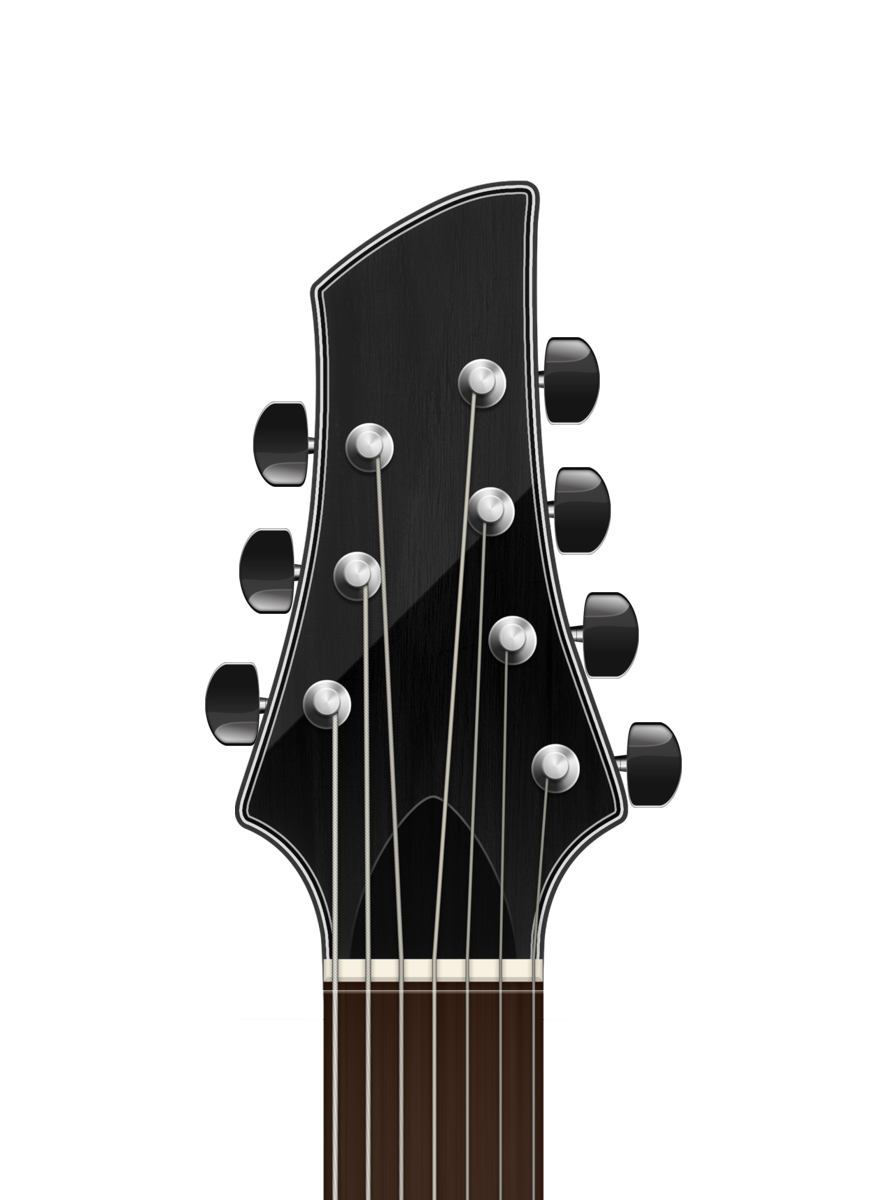 Una cabeza de guitarra acústica con clavijas de afinación